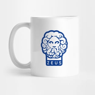 Zeus, Ancient Greece mythology, Stylized head in blue Mug